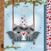 Birthday Card To The One I Love, Racoons On Swing Handmade Greeting Card By Wishing Well Studios - 7x11ins