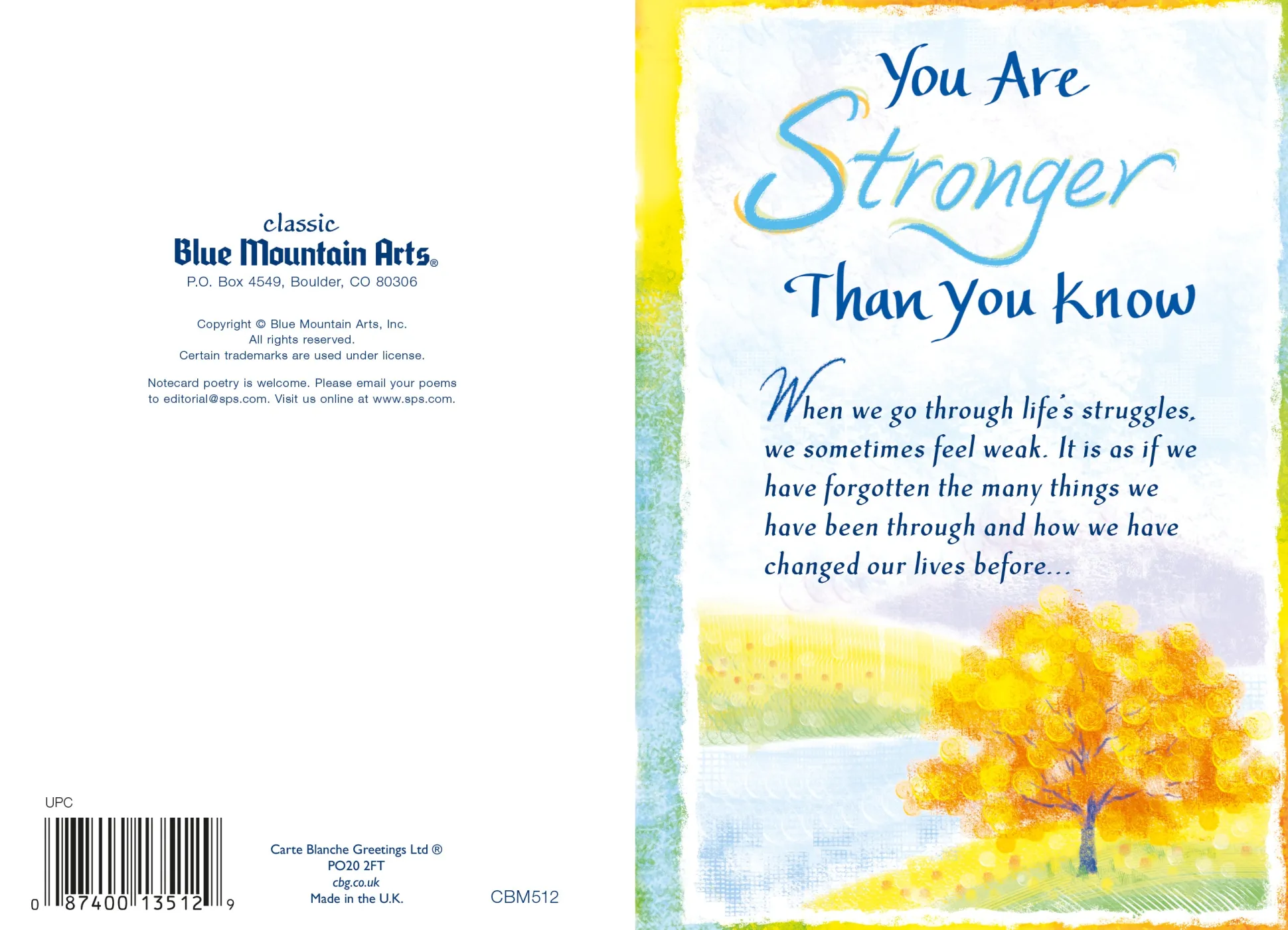 BMA -You are Stronger Than You Know - Sentimental Greeting Card - 5 x 7"