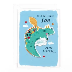 Cute Dragon Pop-Up Birthday Card For A Brilliant Son - Playground Collection By Hotchpotch London Size 5 x 7 inches