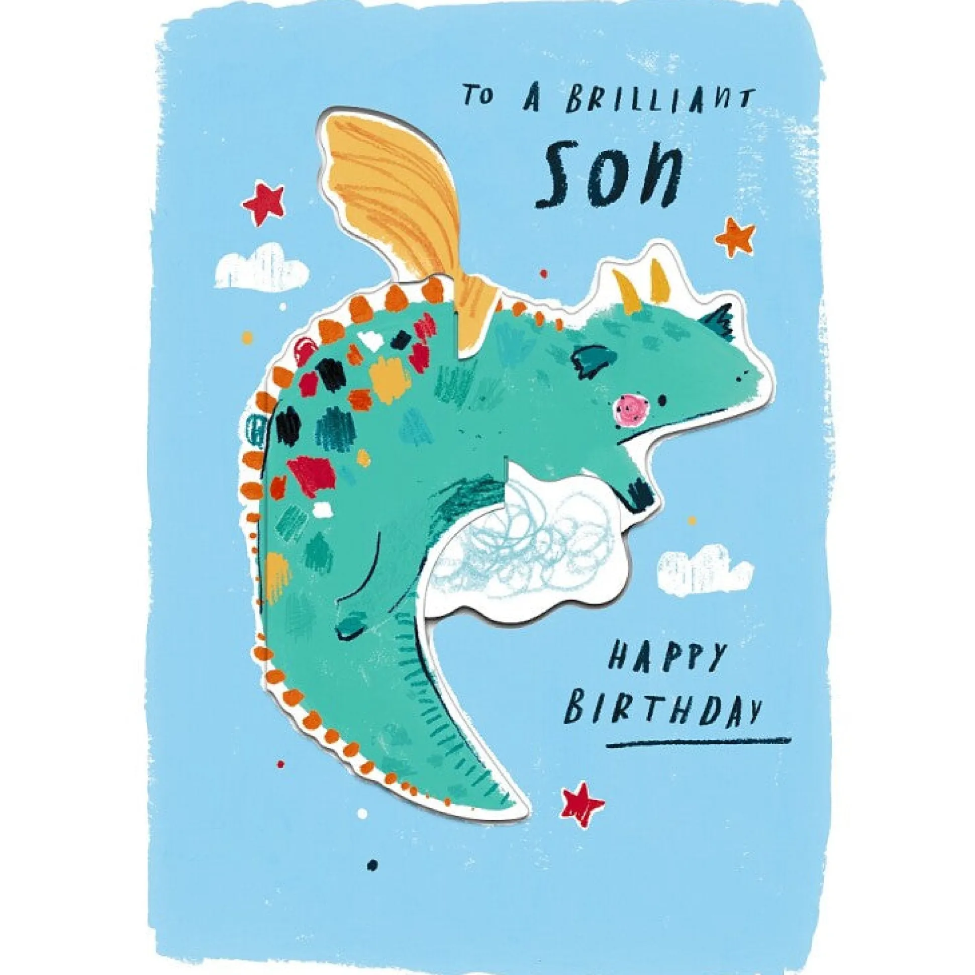 Cute Dragon Pop-Up Birthday Card For A Brilliant Son - Playground Collection By Hotchpotch London Size 5 x 7 inches