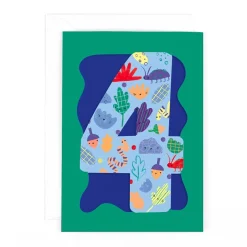 Fun Birthday Card For Boy's 4th Birthday, Birthday Card With Die-cut Detail And Neon Colours - Doodle Greeting Card by Hotchpotch London Size 5 x 7 inches