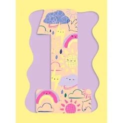 Fun Birthday Card For Girl's 1st Birthday, Birthday Card With Die-cut Detail And Neon Colours - Doodle Greeting Card by Hotchpotch London Size 5 x 7 inches