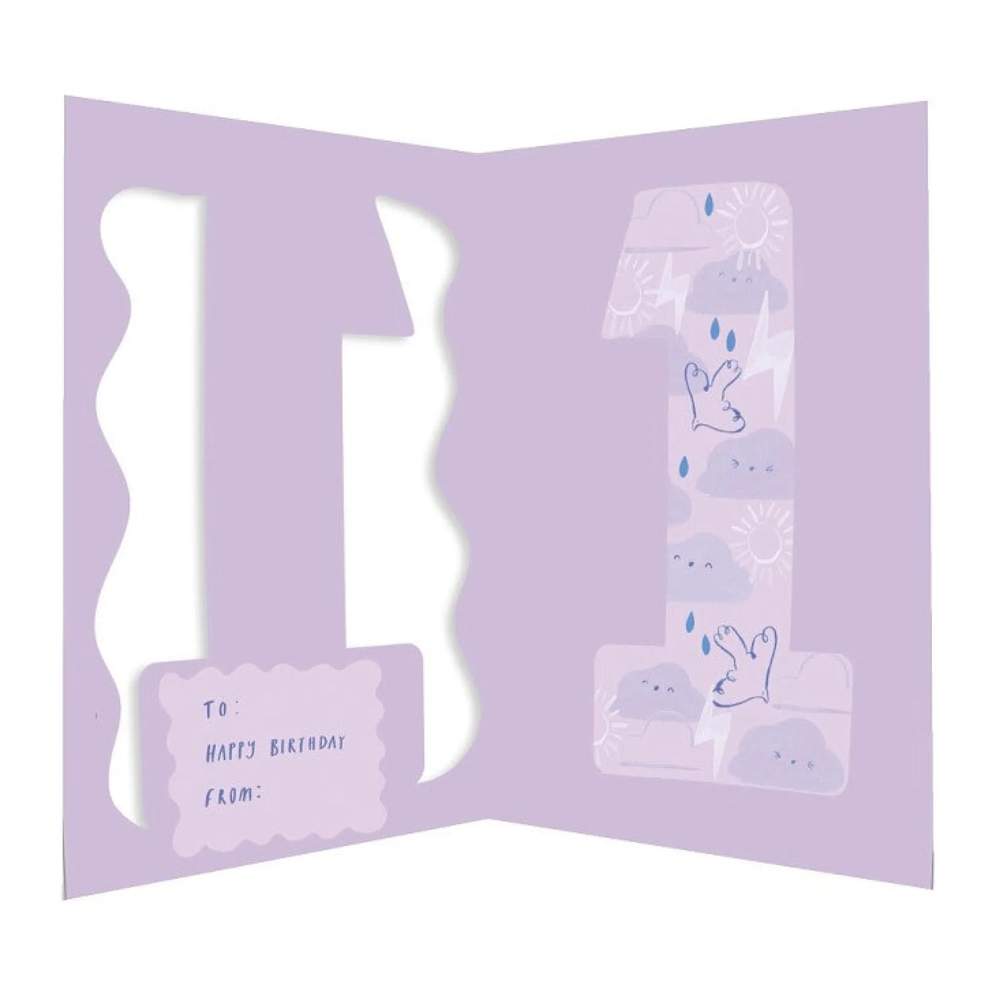 Fun Birthday Card For Girl's 1st Birthday, Birthday Card With Die-cut Detail And Neon Colours - Doodle Greeting Card by Hotchpotch London Size 5 x 7 inches