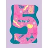 Fun Birthday Card For Girl's 5th Birthday, Birthday Card With Die-cut Detail And Neon Colours - Doodle Greeting Card by Hotchpotch London Size 5 x 7 inches