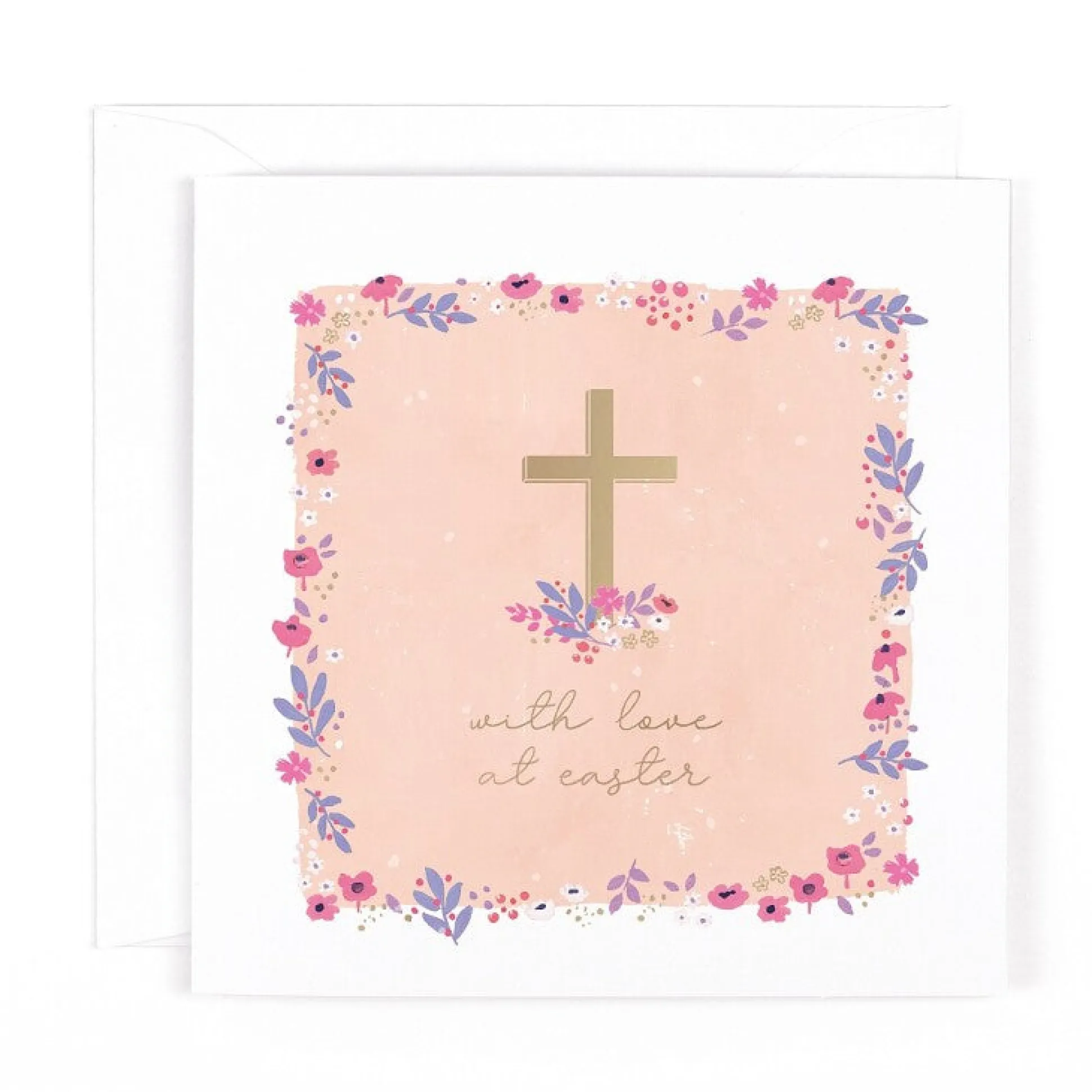 Hotchpotch Easter Card, Floral Design With Cross