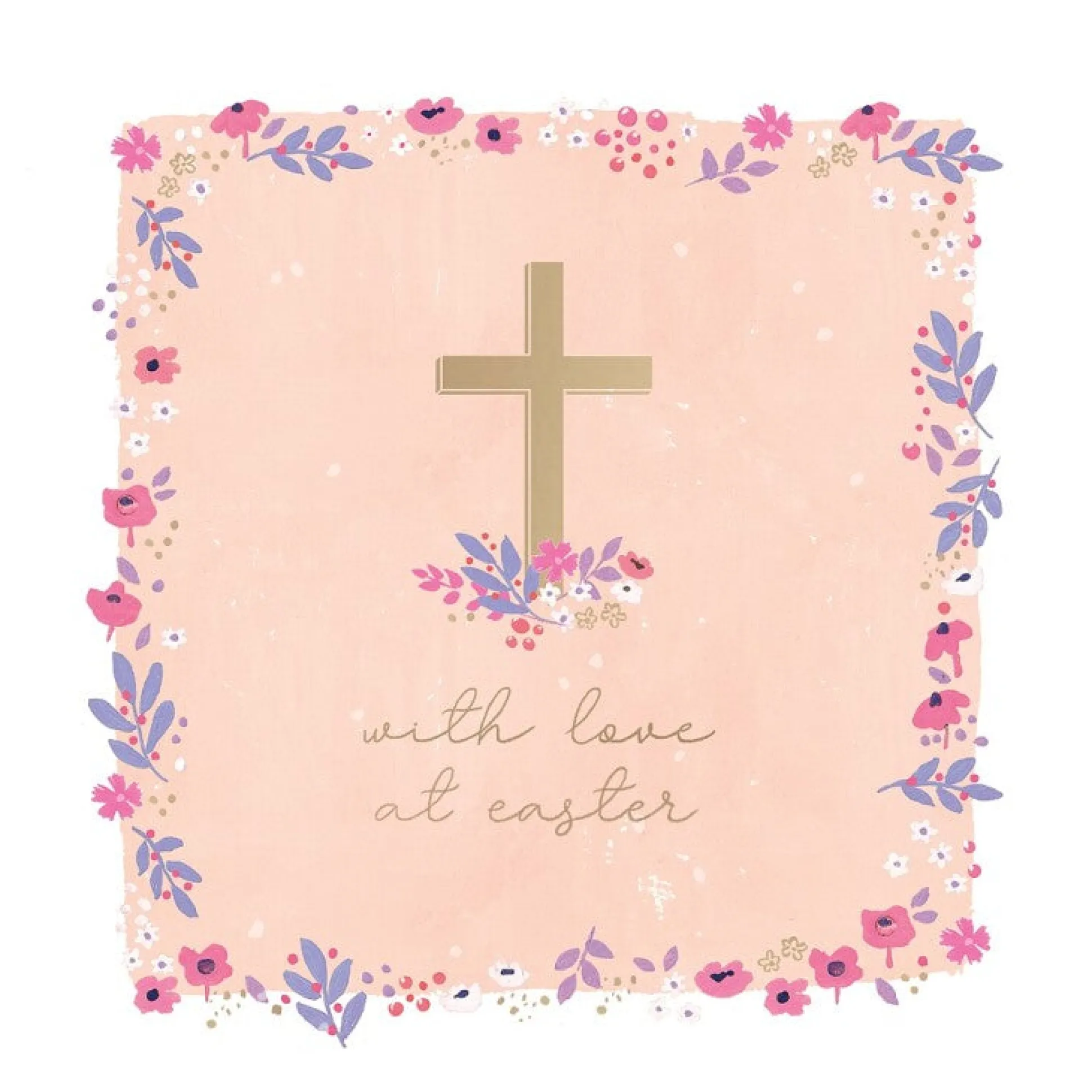 Hotchpotch Easter Card, Floral Design With Cross