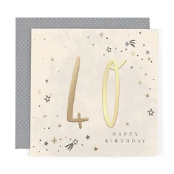 Hotchpotch Luxury Foiled 40th Birthday Card - Contemporary Greeting Card London 6 x 6