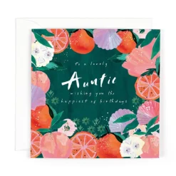 Luxury Birthday Card To A Lovely Auntie, With Satin Gold Foil Finish - Sardinia Collection Greeting Card by Hotchpotch London Size 6 x 6 inches