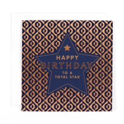 Luxury Foiled Birthday Card 'To A Total Star' - Pocket Square Greeting Card by Hotchpotch London