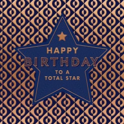Luxury Foiled Birthday Card 'To A Total Star' - Pocket Square Greeting Card by Hotchpotch London