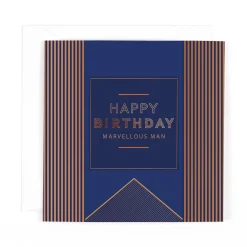Luxury Foiled Birthday Card 'Happy Birthday Marvellous Man' - Pocket Square Greeting Card by Hotchpotch London