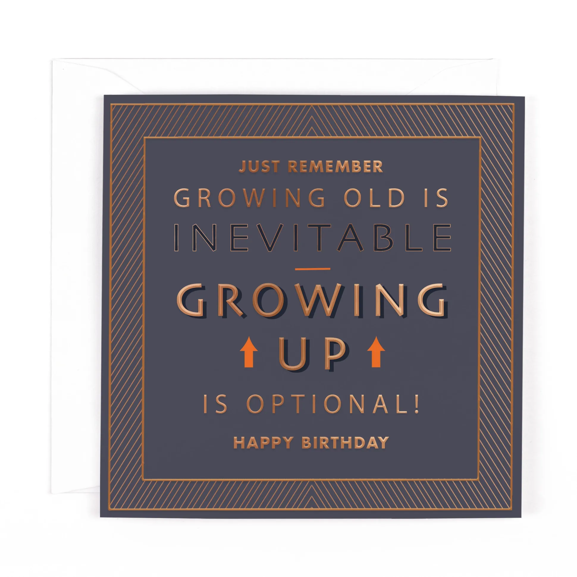 Luxury Foiled Birthday Card 'Growing Up Is Optional' - Pocket Square Greeting Card by Hotchpotch London