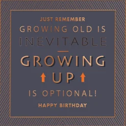 Luxury Foiled Birthday Card 'Growing Up Is Optional' - Pocket Square Greeting Card by Hotchpotch London