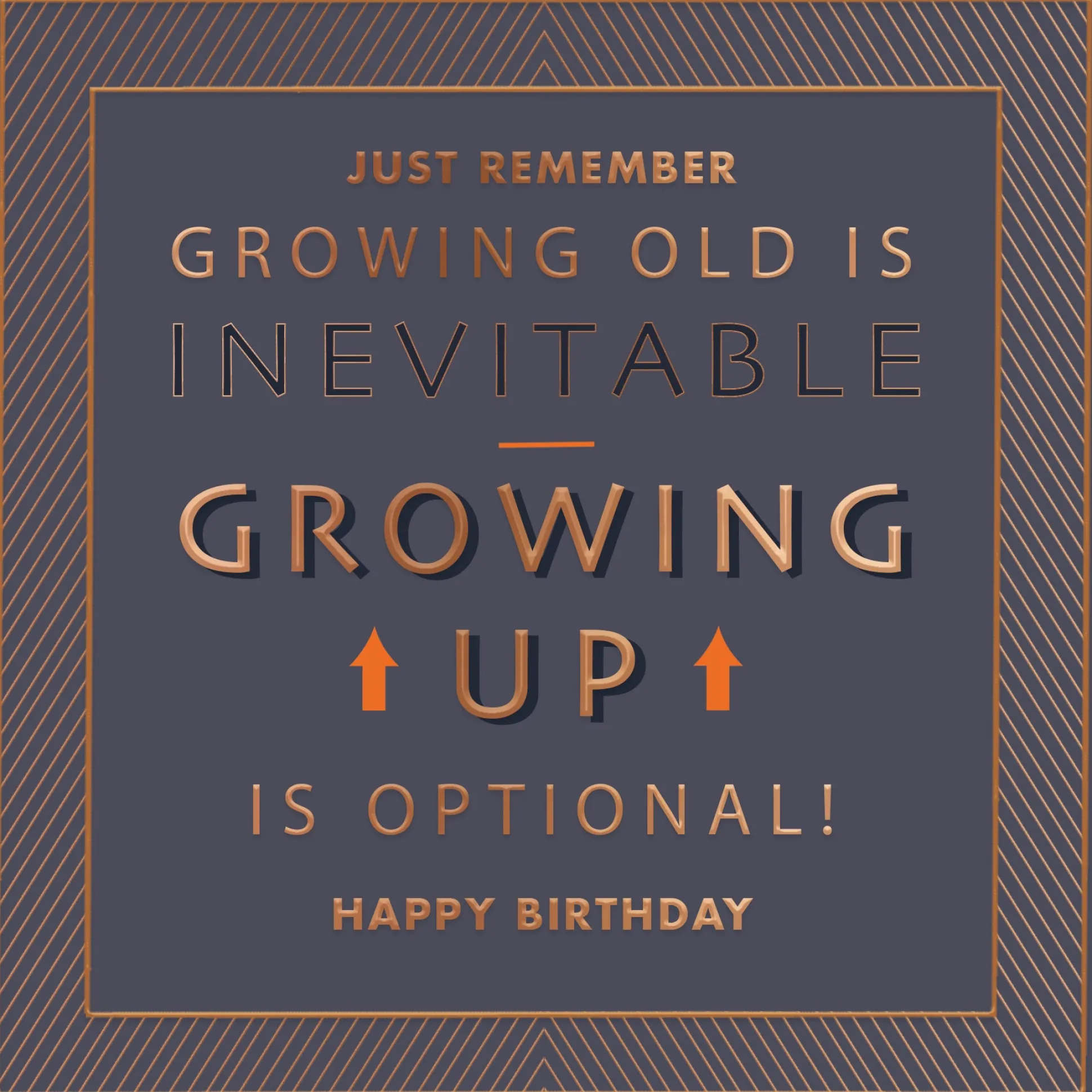 Luxury Foiled Birthday Card 'Growing Up Is Optional' - Pocket Square Greeting Card by Hotchpotch London