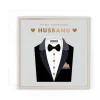 Luxury Foiled Birthday Card 'To My Handsome Husband' - Pocket Square Greeting Card by Hotchpotch London Size 6 x 6 inches