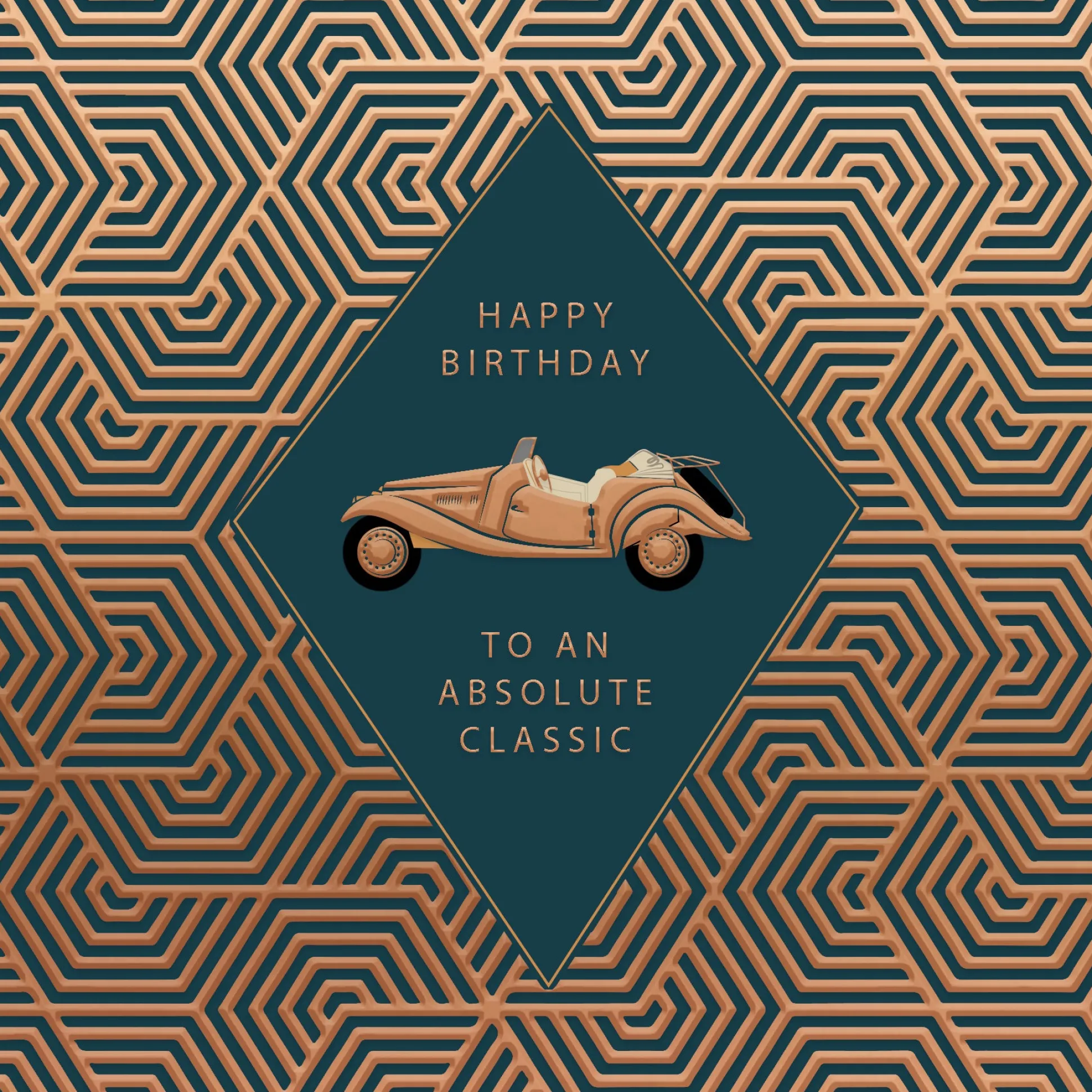 Luxury Foiled Classic Car Birthday Card - Pocket Square Greeting Card by Hotchpotch London