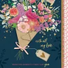 Luxury Hand-Finished Wedding Anniversary Card For Wife | Floral Design By Wishing Well Studios 7 x 11"