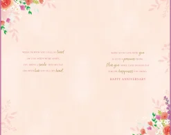 Luxury Hand-Finished Wedding Anniversary Card For Wife | Floral Design By Wishing Well Studios 7 x 11