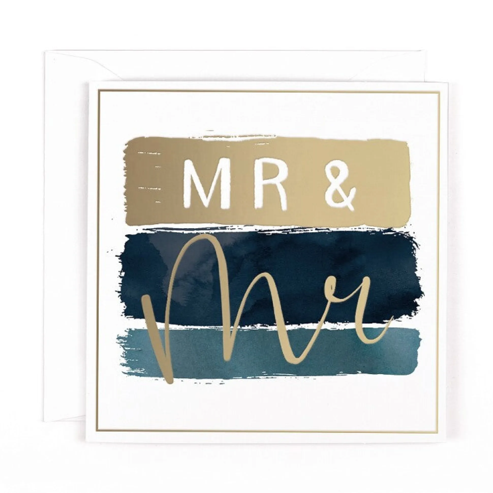 Luxury Mr & Mr Wedding Card With Satin Gold Foil Finish, LGBTQ+ Wedding Day Card - Madeleine Collection by Hotchpotch London Size 6 x 6 inches