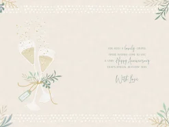 Luxury Wedding Anniversary Card For Brother And Sister-In-Law | Champagne And Olive Branch Design By Wishing Well Studios 6 x 9"
