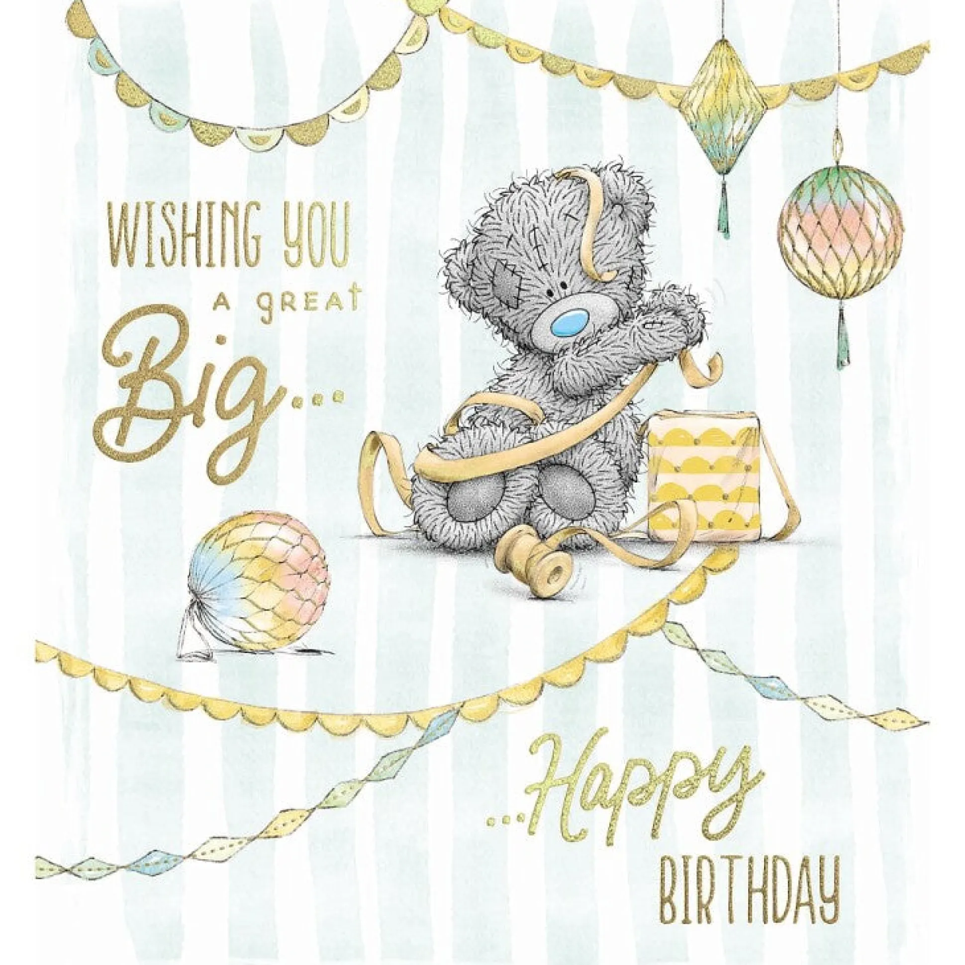 Me to You Birthday Card Tatty Teddy Tangled In Gift Ribbon