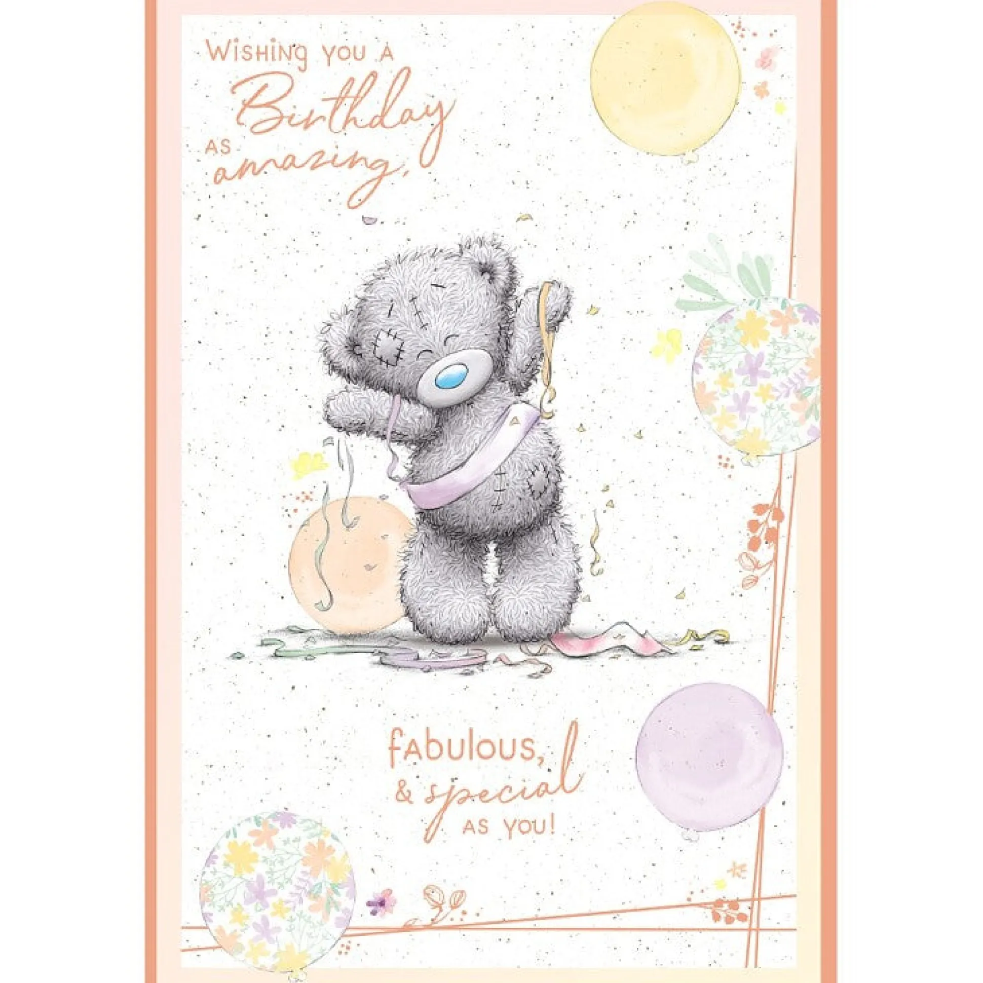 Me to You Birthday Card Tatty Teddy With Streamers