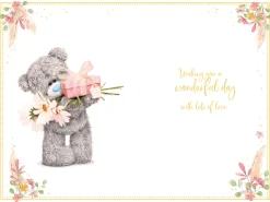 Me to You Fantastic Friend Tatty Teddy Bear Holding Flowers and Gift Birthday Greeting Card 6x9ins - Official Collection