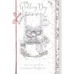 Me to You Handmade On Our Wedding Day Card Tatty Teddy Bears On A Swing