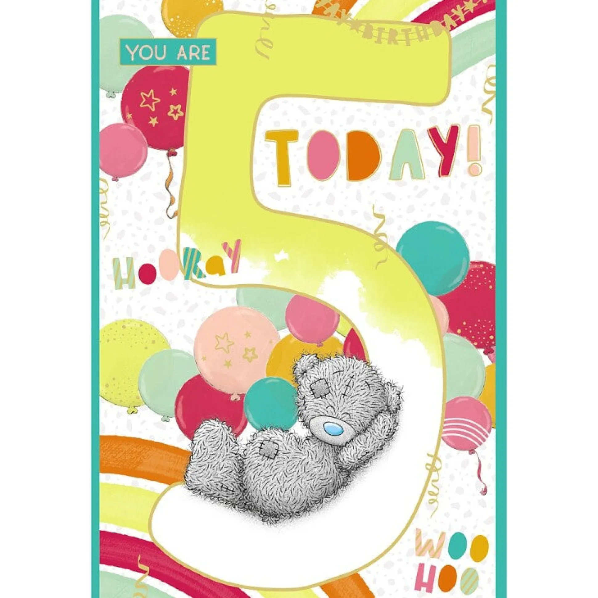 Me to You Tatty Teddy Age 5 Birthday Card, Hooray Woo Hoo!