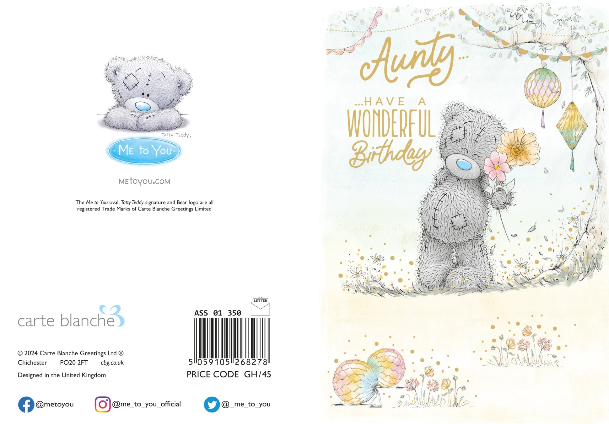 Me To You Tatty Teddy Aunty Have A Wonderful Birthday Card