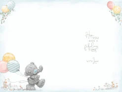 Me to You Tatty Teddy Birthday Card, Bear Floating With Balloons - 6 x 9"