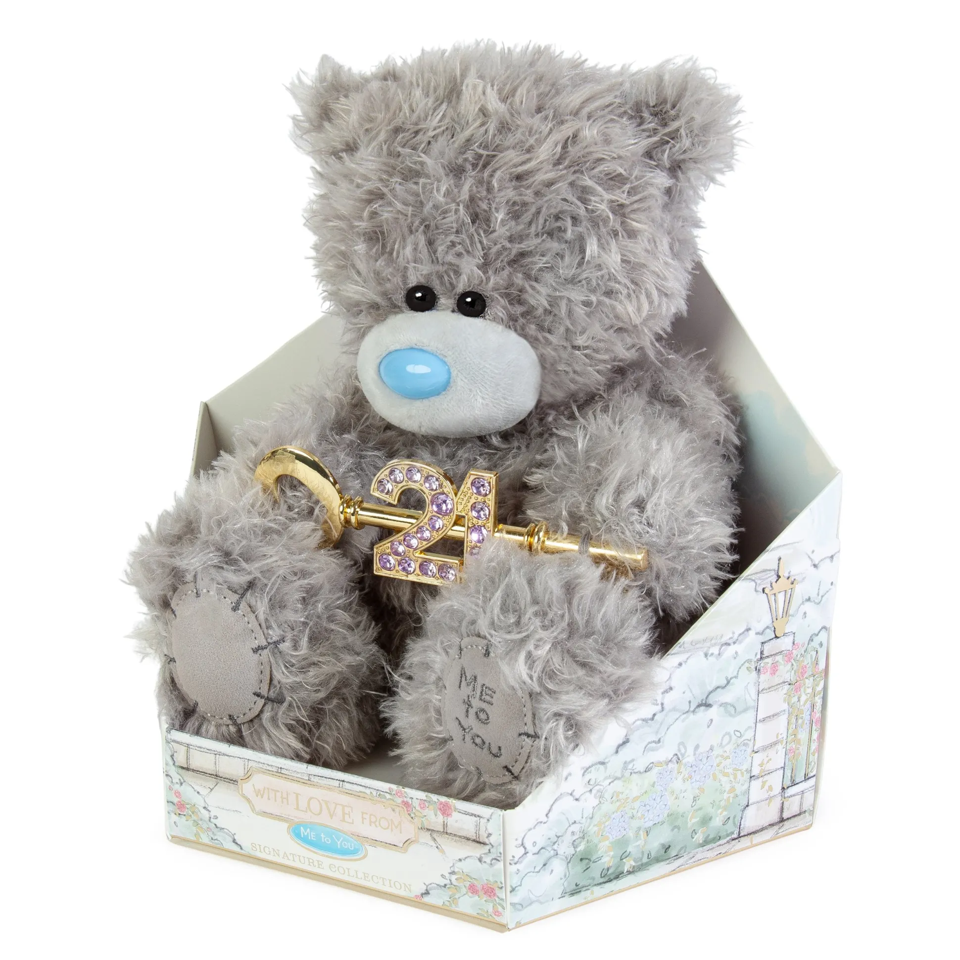 Me to You Tatty Teddy Cute Plush 21st Birthday Bear With Key 19cm-High Presented On Premium Gift Plinth