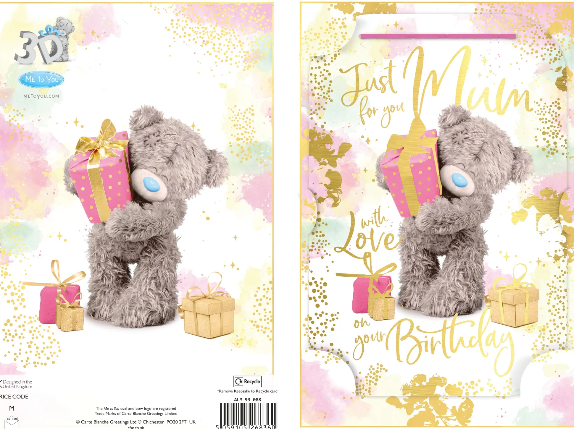Me to You Tatty Teddy Cute 3D Photo Finish Keepsake Birthday Card For A Lovely Mum - Official Collection
