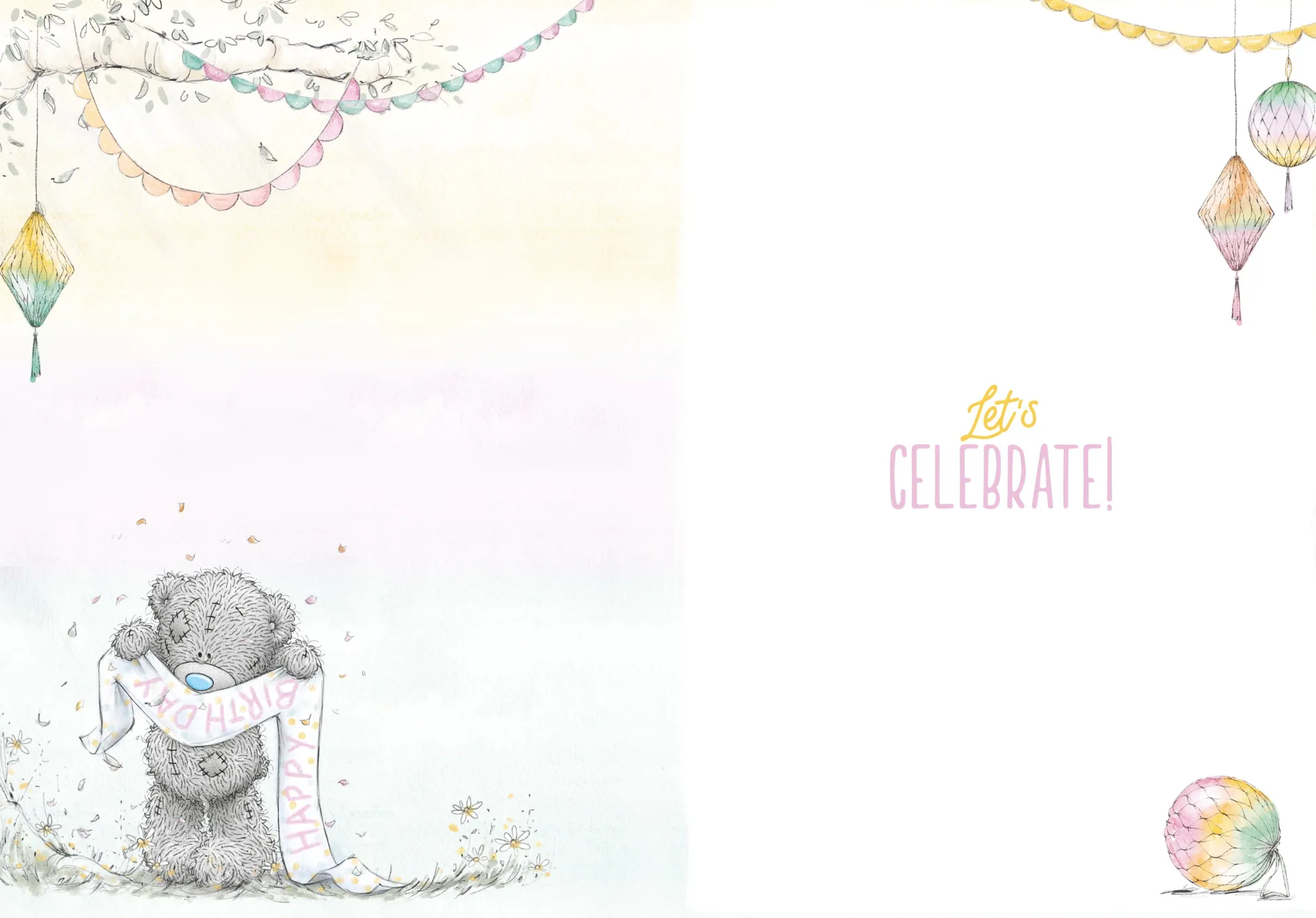 Me to You Tatty Teddy Cute 70th Birthday Card, Bear With Lanterns - 5 x 7"