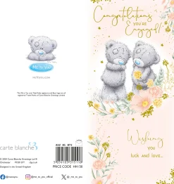 Me to You Tatty Teddy Cute Engagement Card With Gold Foil Detail 4x8 inches