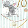 Me to You Tatty Teddy Cute 70th Birthday Card, Bear With Streamers - 6 x 9"