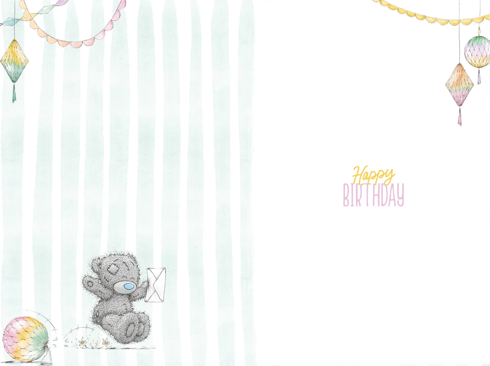 Me to You Tatty Teddy Cute 70th Birthday Card, Bear With Streamers - 6 x 9"