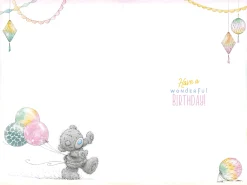 Me to You Tatty Teddy Cute 40th Birthday Card Bear Chasing Balloons - 6 x 9"
