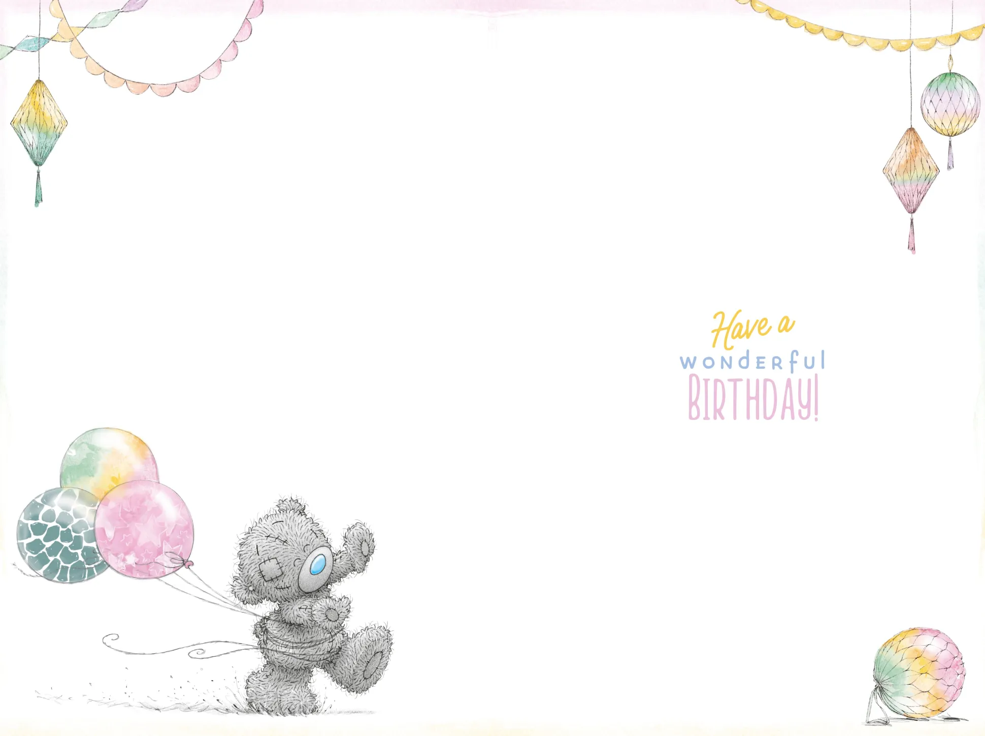Me to You Tatty Teddy Cute 40th Birthday Card Bear Chasing Balloons - 6 x 9"