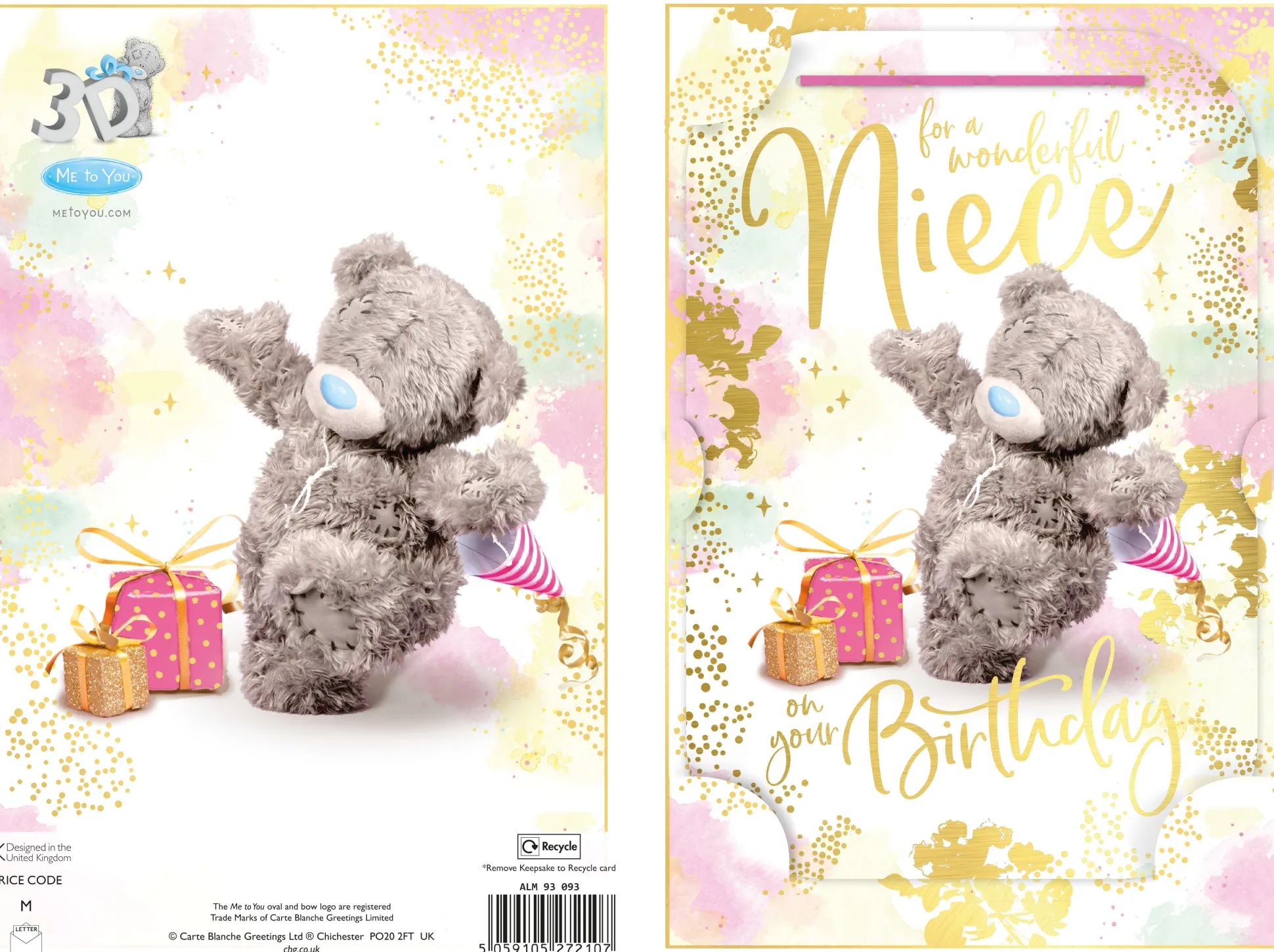 Me to You Tatty Teddy Cute 3D Photo Finish Keepsake Birthday Card For A Wonderful Niece -