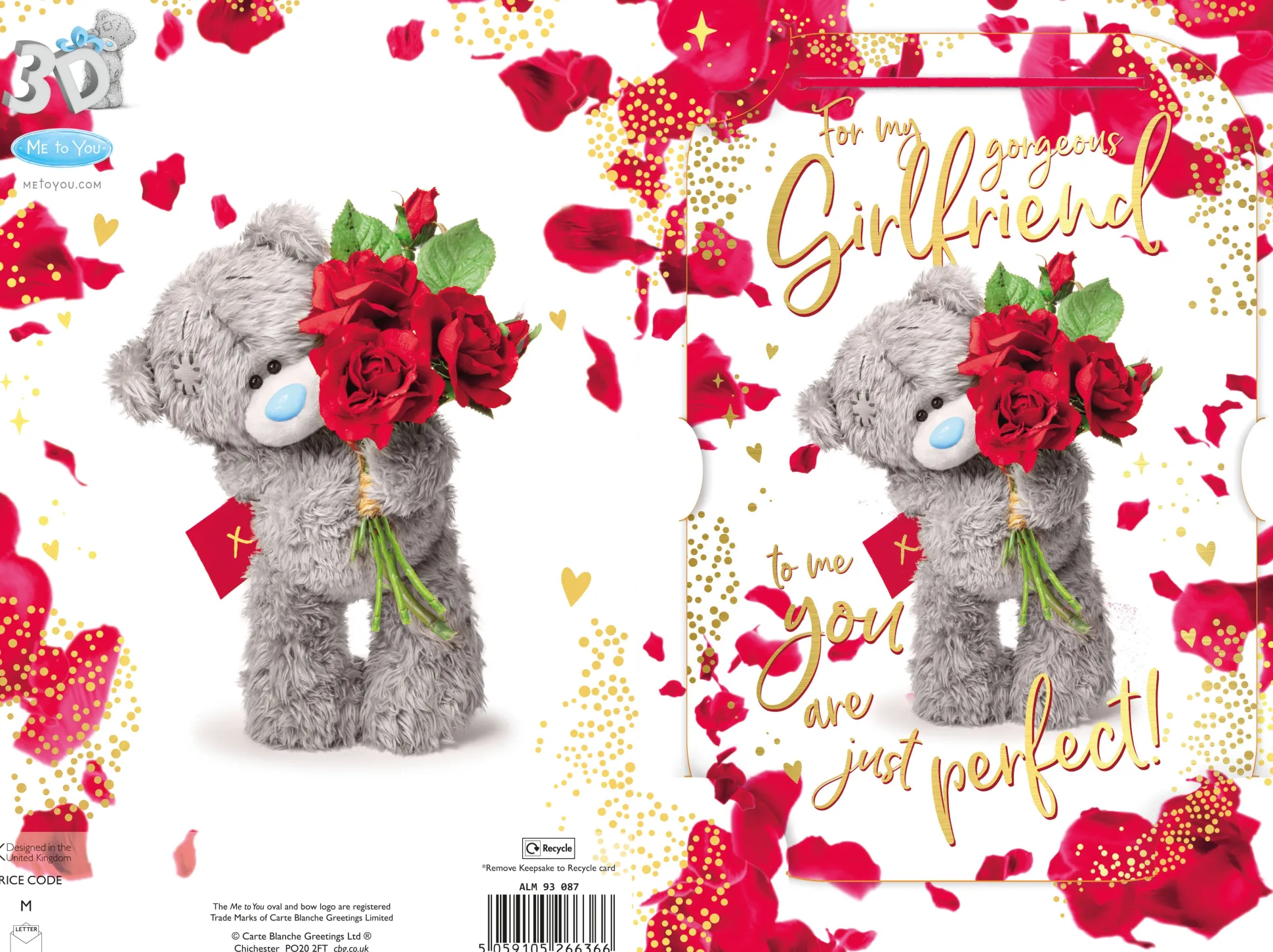 Me to You Tatty Teddy Gorgeous Girlfriend 3D Keepsake Birthday Greeting Card 6x6ins -