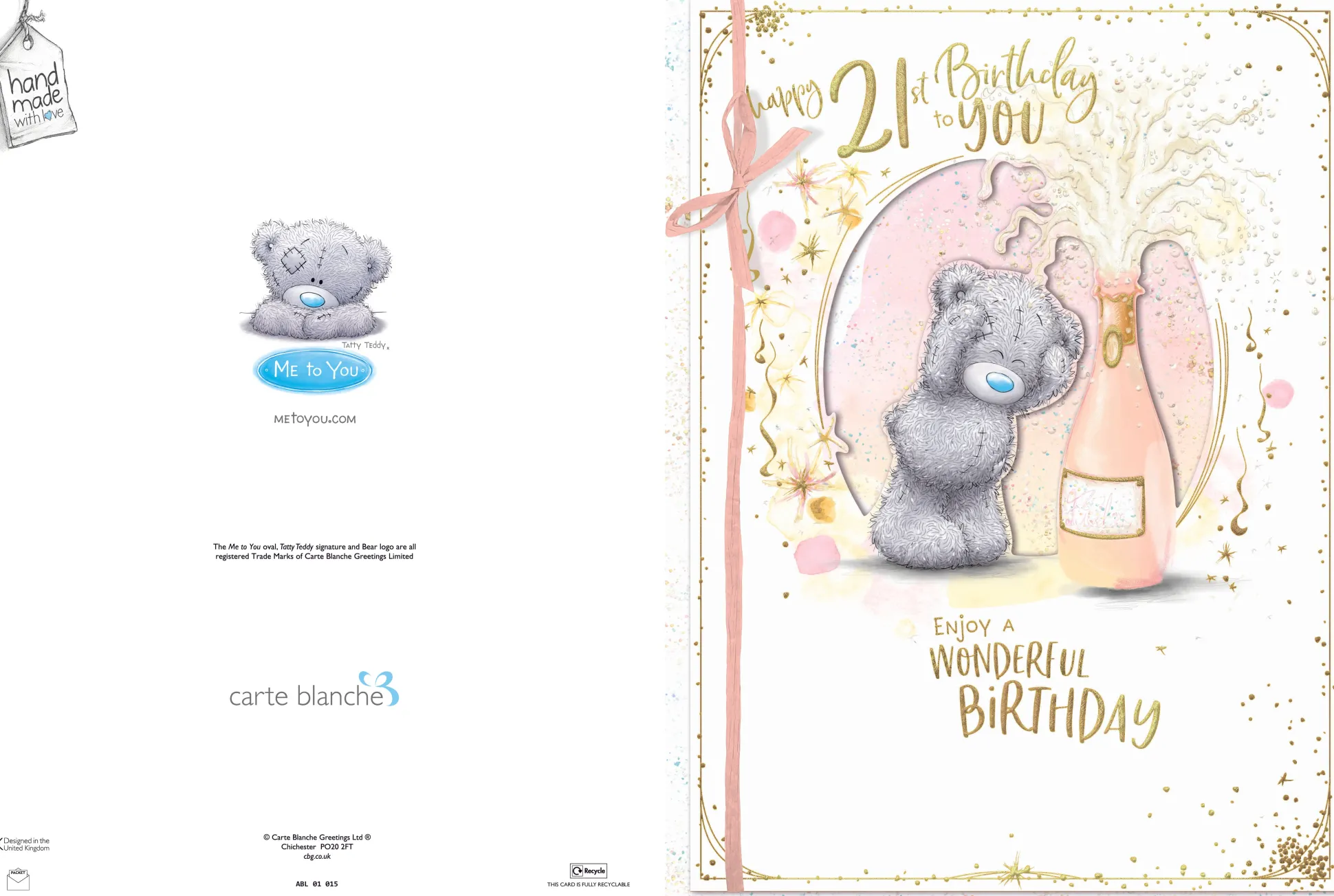 Me To You Tatty Teddy Large Luxury Boxed Handmade 21st Birthday Card