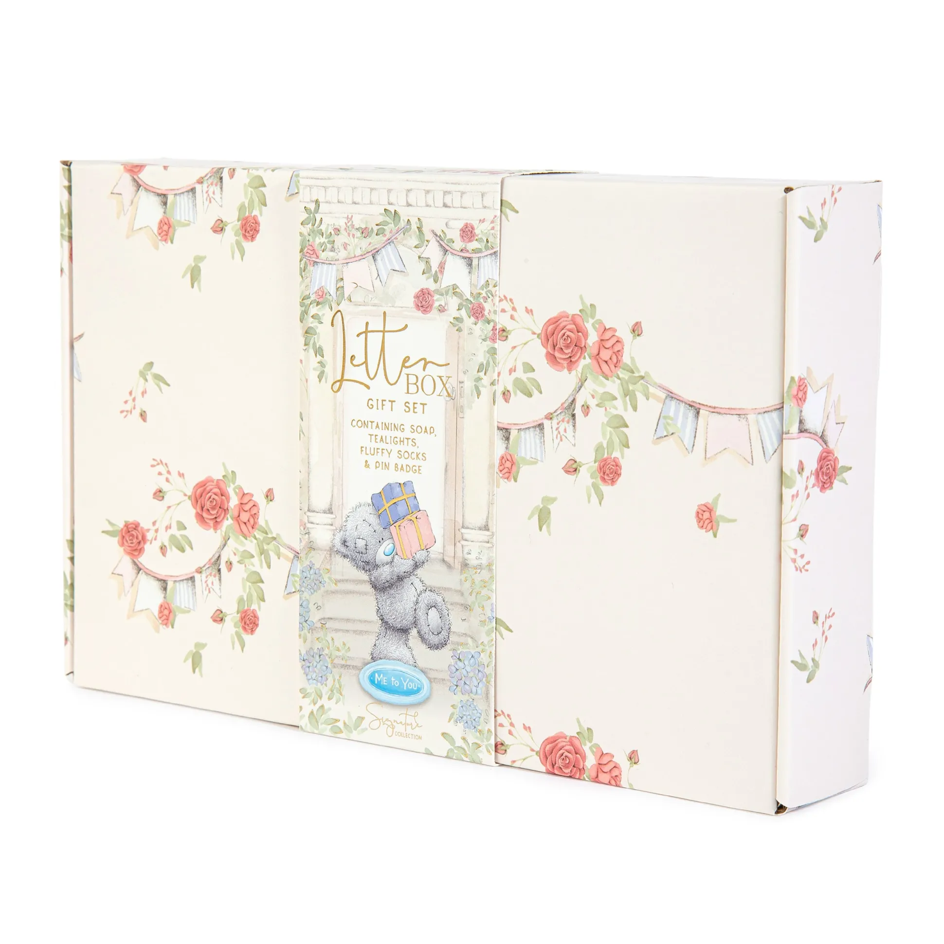 Me to You Tatty Teddy Letterbox Birthday Gift Set Includes Fluffy Socks, Wooden Plaque, Sprinkles Tealights & Pin Badge - Signature Collection