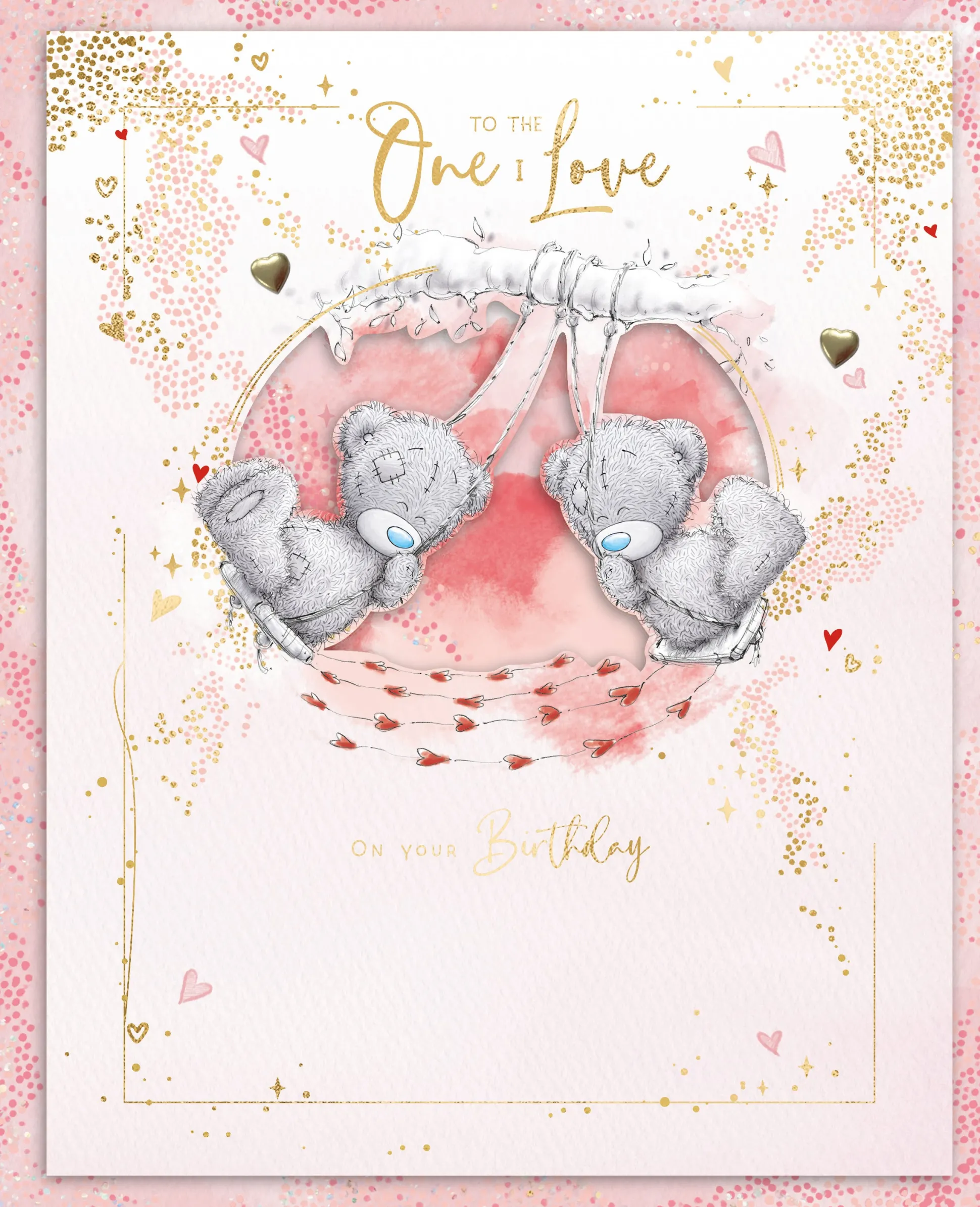 Me to You Tatty Teddy Luxury Boxed Birthday Greeting Card To The One I Love Bears On A Swing 8x10ins