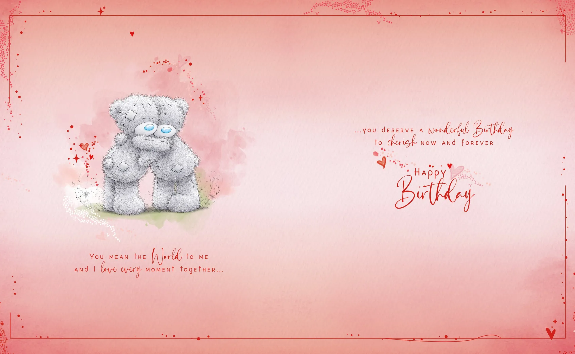 Me to You Tatty Teddy Luxury Boxed Birthday Greeting Card To The One I Love Bears On A Swing 8x10ins