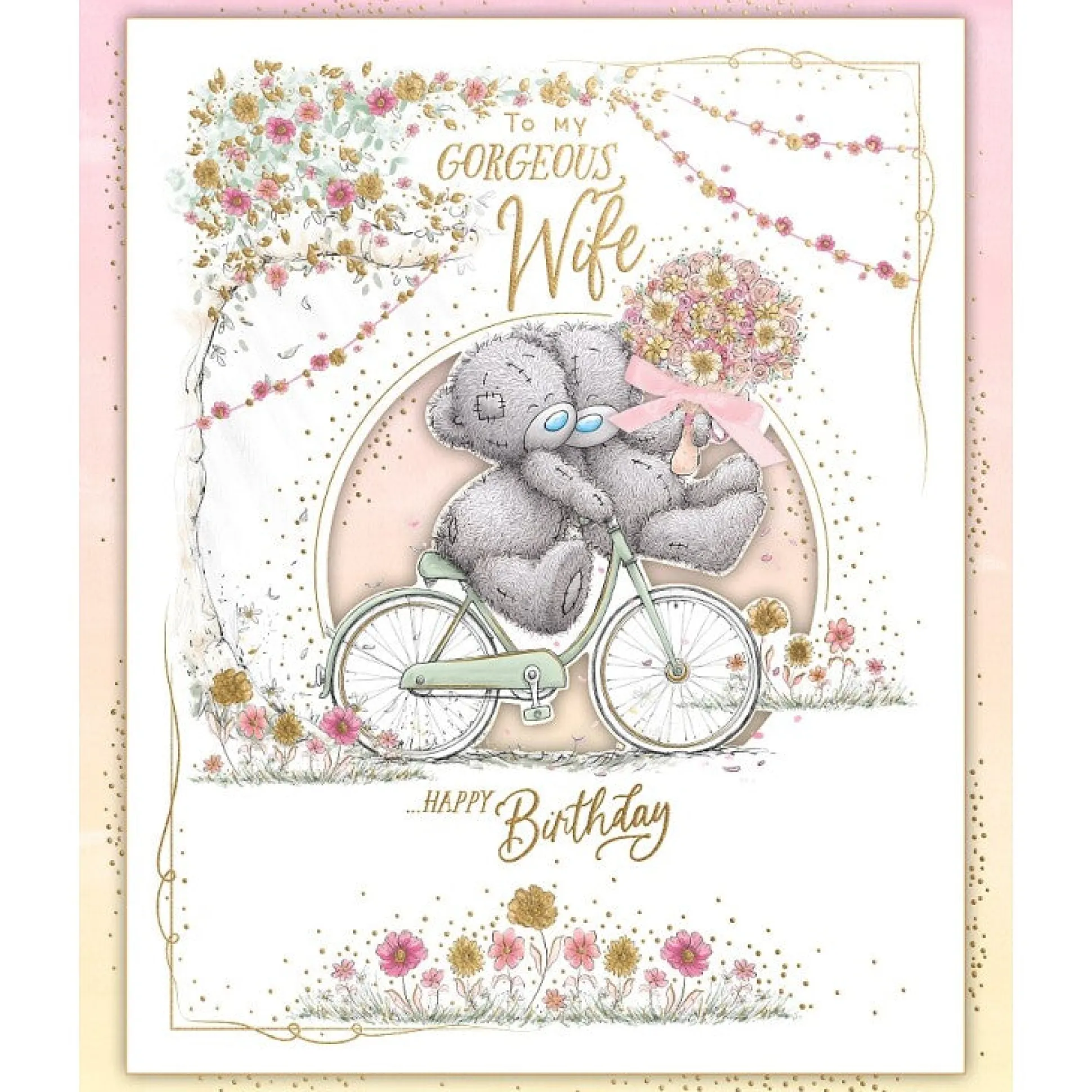Me to You Tatty Teddy Luxury Boxed Handmade Birthday Card 'To My Gorgeous Wife' 8 x 10"