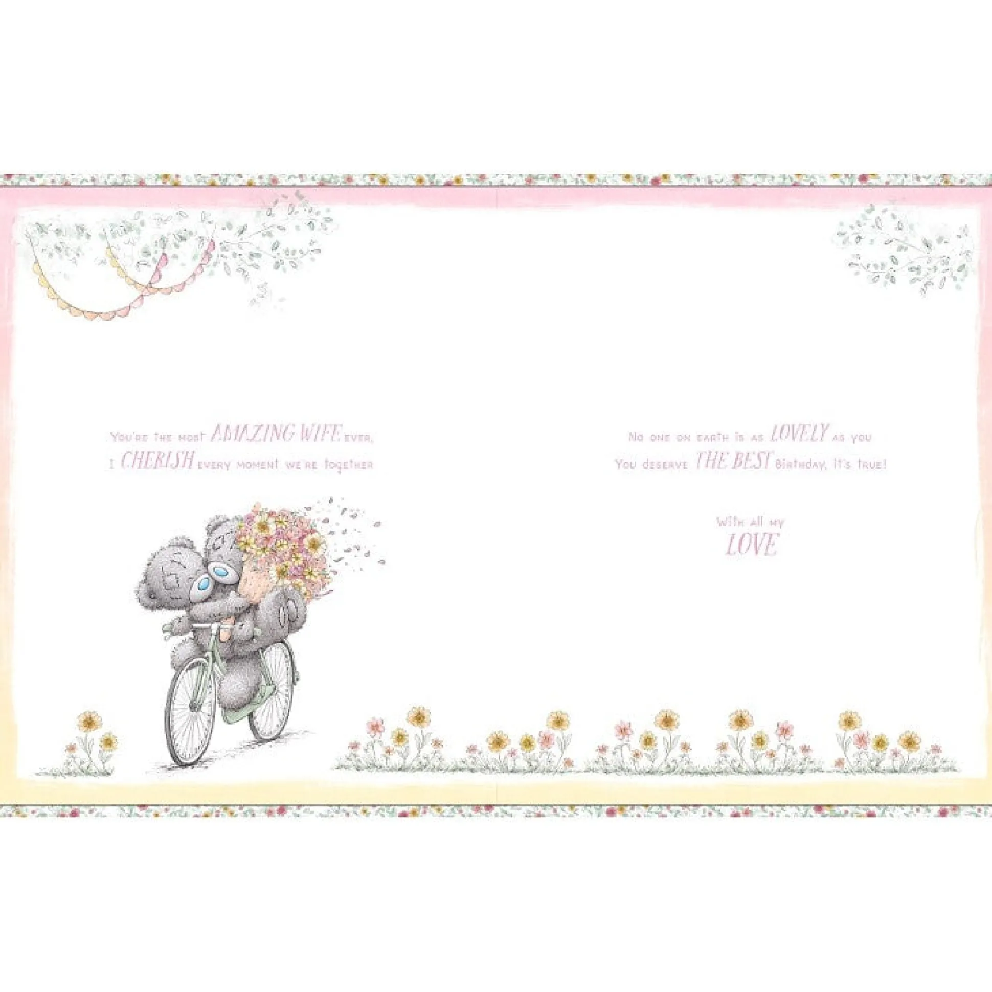 Me to You Tatty Teddy Luxury Boxed Handmade Birthday Card 'To My Gorgeous Wife' 8 x 10"