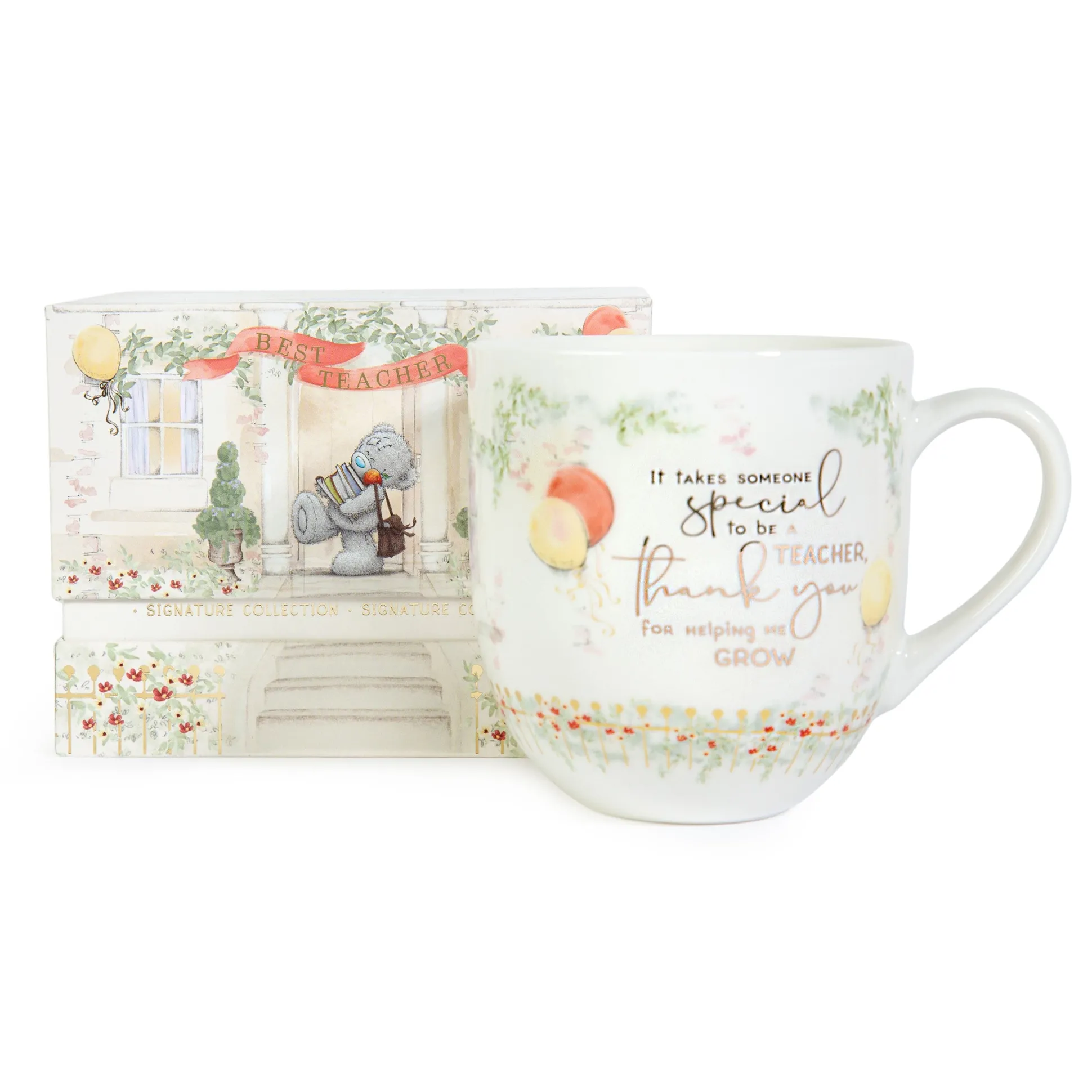 Me to You Tatty Teddy Luxury New Bone China Gift Mug For Teacher - Thank You Teacher Mug Presented In Foil Inlaid Gift Box - Signature Collection