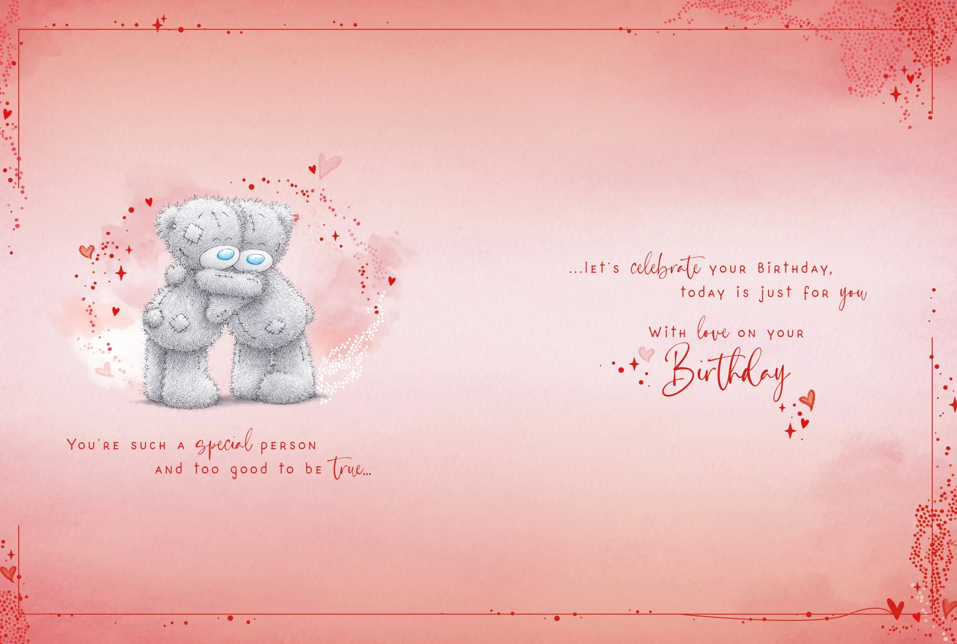 Me to You Tatty Teddy Luxury Boxed Birthday Greeting Card To The One I Love Bears On A Bench 12x9ins -