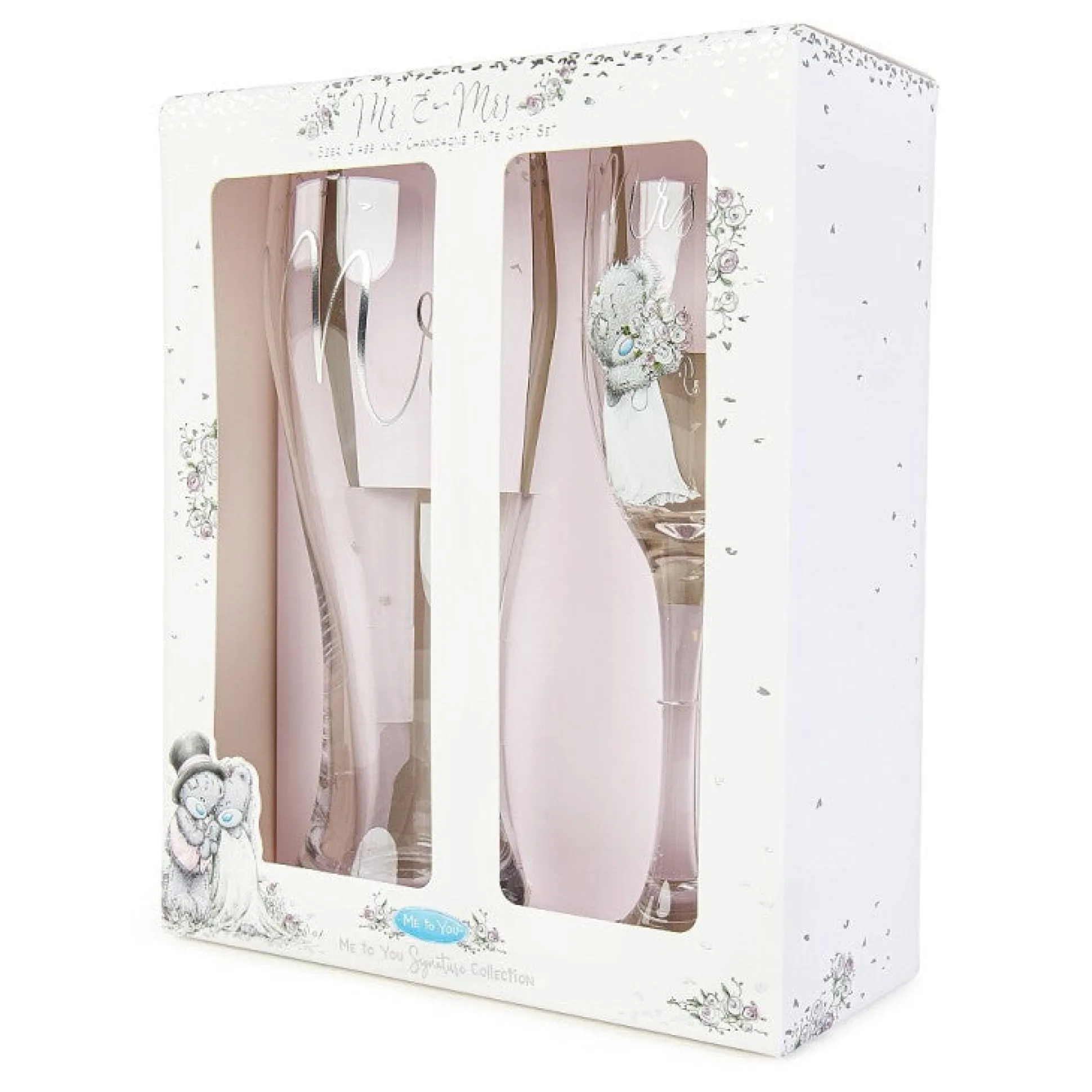 Me to You Tatty Teddy Mr & Mrs Beer Glass and Champagne Flute Gift Set